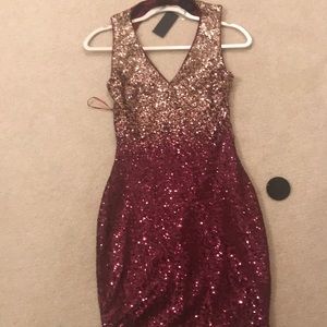 Gorgeous wine open back dress 👗